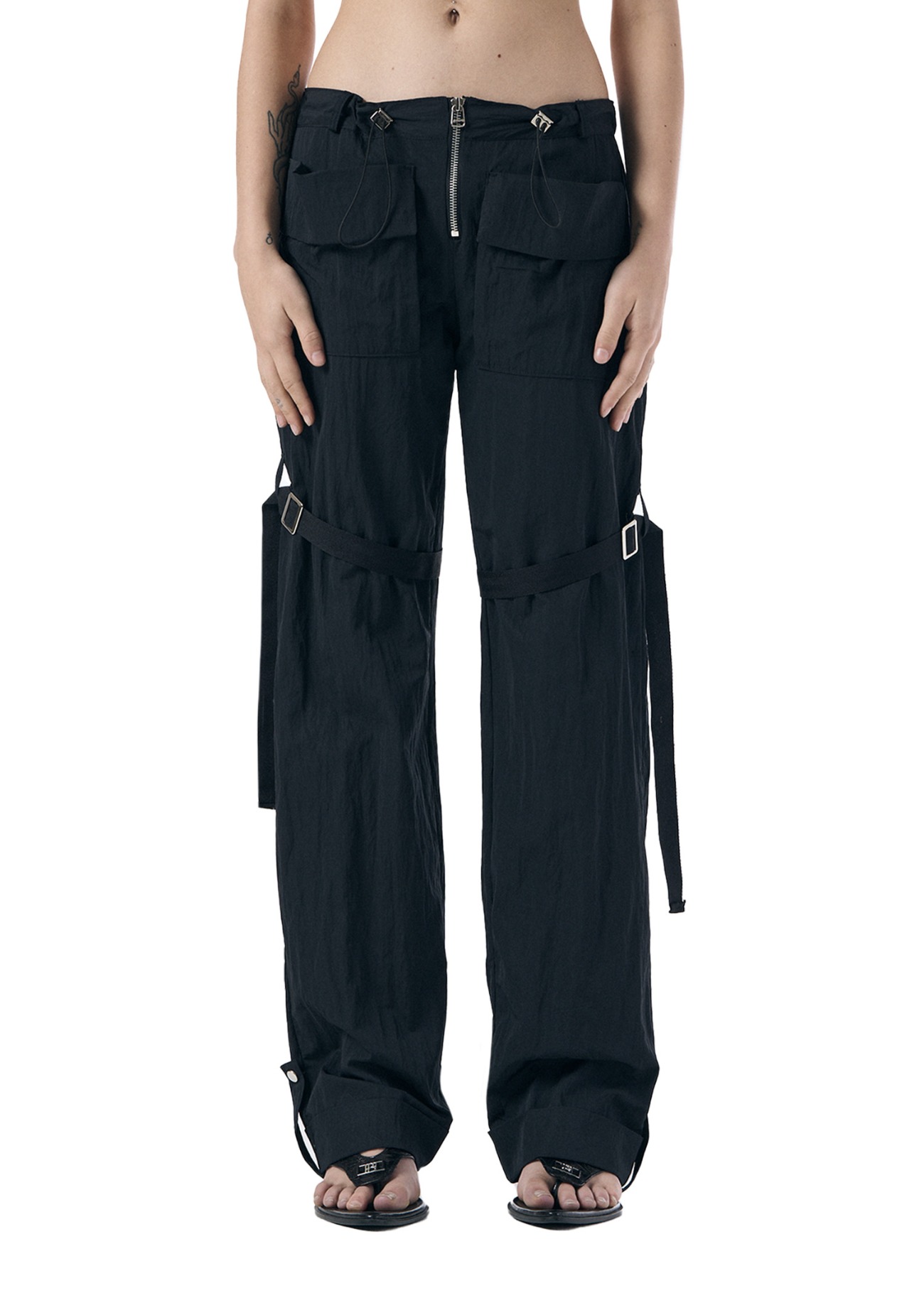 [ 2ND 순차발송 6/28 ~ ] ROLL UP BELT CARGO PANTS, BLACK